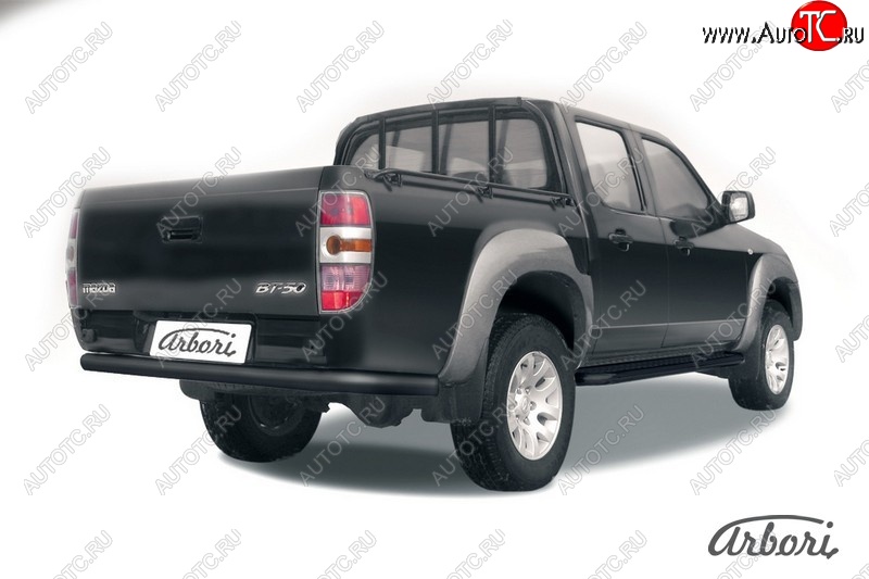 7 019 р. Защита заднего бампера Arbori (черная, 1 труба d76 mm). Mazda BT-50 (2006-2011)  с доставкой в г. Королёв