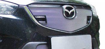 1 639 р. Защитная сетка на решетку радиатор Russtal Mazda CX-5 KE рестайлинг (2015-2017) (чёрная, без выреза под парктронник)  с доставкой в г. Королёв. Увеличить фотографию 2