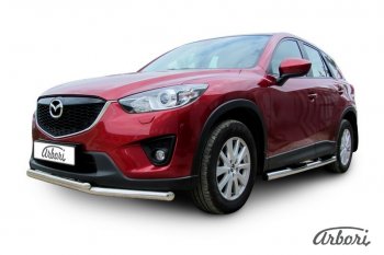 15 182 р. Защита переднего бампера Arbori (нержавейка, 2 трубы d57 и 42 mm) Mazda CX-5 KE рестайлинг (2015-2017)  с доставкой в г. Королёв. Увеличить фотографию 2