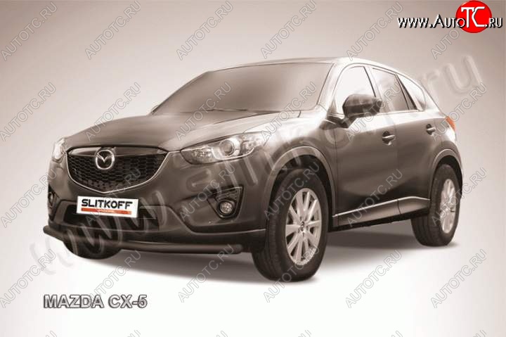 10 499 р. Защита переднего бампер Slitkoff Mazda CX-5 KE рестайлинг (2015-2017) (Цвет: серебристый)  с доставкой в г. Королёв