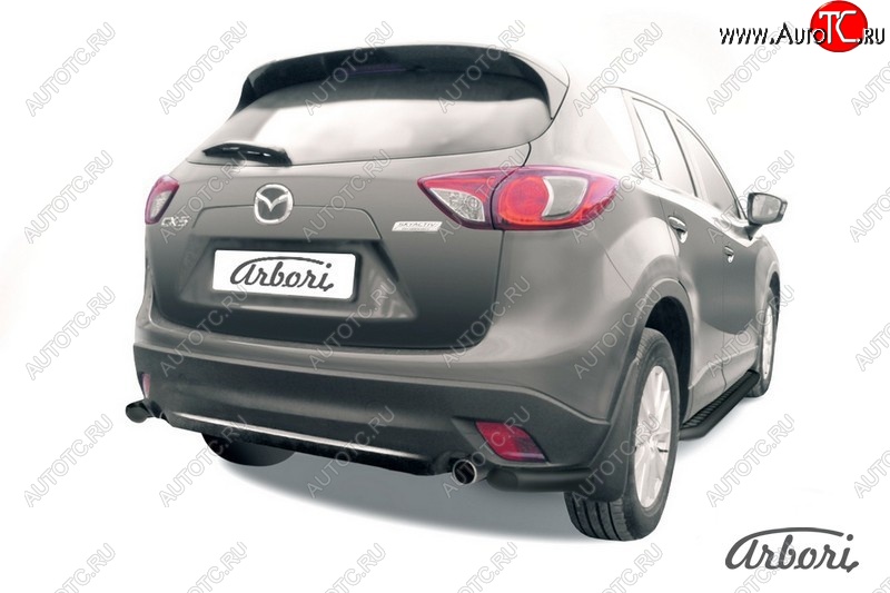 7 019 р. Защита заднего бампера Arbori (уголки, черная, 1 труба d57 mm). Mazda CX-5 KE дорестайлинг (2011-2014)  с доставкой в г. Королёв