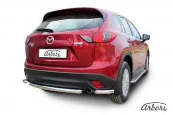 17 299 р. Защита заднего бампера Arbori (короткая, нержавейка, 1 труба d57 mm). Mazda CX-5 KE дорестайлинг (2011-2014)  с доставкой в г. Королёв. Увеличить фотографию 2