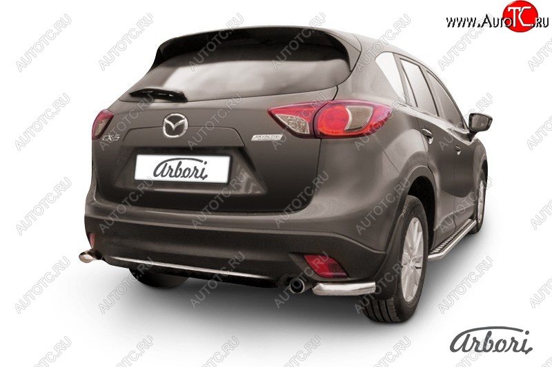 3 099 р. Защита заднего бампера Arbori (нержавейка, 1 труба d57 mm). Mazda CX-5 KE дорестайлинг (2011-2014)  с доставкой в г. Королёв