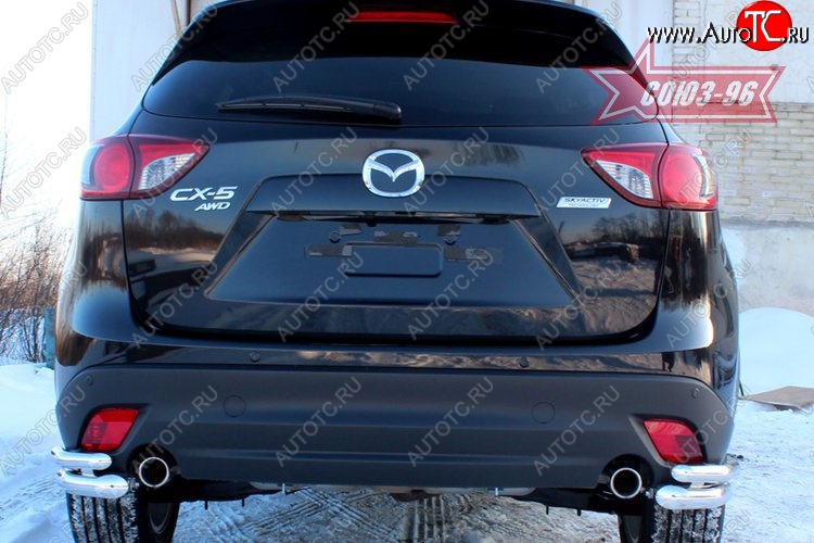 22 409 р. Защита заднего бампера из боковых уголков Souz-96 (d60/42) Mazda CX-5 KE дорестайлинг (2011-2014)  с доставкой в г. Королёв