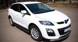 14 849 р. Защита порогов из круглой трубы диаметром 63 мм Russtal Mazda CX-7 ER рестайлинг (2010-2012) (Защита порогов с со скосами на торцах (вариант 1))  с доставкой в г. Королёв. Увеличить фотографию 6