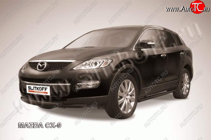 10 299 р. защита переднего бампера Slitkoff Mazda CX-9 TB дорестайлинг (2007-2009) (Цвет: серебристый)  с доставкой в г. Королёв