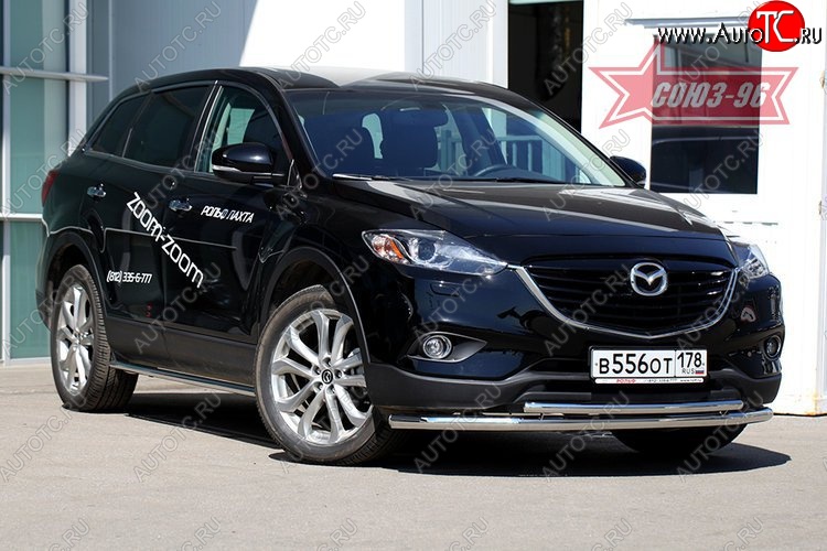 21 194 р. Защита переднего бампера одинарная рестайлинг Souz-96 (d60/42). Mazda CX-9 TB дорестайлинг (2007-2009)  с доставкой в г. Королёв