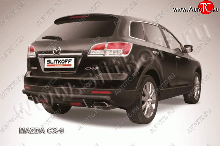 8 449 р. Защита задняя Slitkoff Mazda CX-9 TB дорестайлинг (2007-2009) (Цвет: серебристый)  с доставкой в г. Королёв