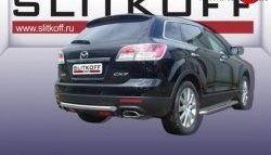 8 999 р. Защита заднего бампера из короткой трубы диаметром 57 мм Slitkoff Mazda CX-9 TB дорестайлинг (2007-2009) (Нержавейка, Полированная)  с доставкой в г. Королёв. Увеличить фотографию 1