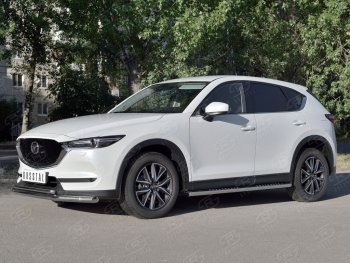 20 749 р. Защита переднего бампера (2 трубыØ63 и 42 мм, нержавейка) SLITKOFF  Mazda CX-5  KF (2016-2025)  с доставкой в г. Королёв. Увеличить фотографию 2