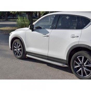 35 999 р. Защита порогов из круглой трубы диаметром 63 мм SLITKOFF v1  Mazda CX-5  KF (2016-2024)  с доставкой в г. Королёв. Увеличить фотографию 2