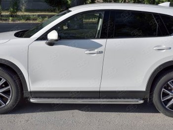 35 999 р. Защита порогов из круглой трубы диаметром 63 мм SLITKOFF v1  Mazda CX-5  KF (2016-2024)  с доставкой в г. Королёв. Увеличить фотографию 3