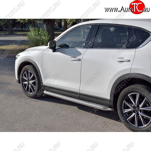 33 999 р. Порожки для ног (Ø63) SLITKOFF Mazda CX-5 KF (2016-2024) (лист - алюминий, профиль - сталь)  с доставкой в г. Королёв