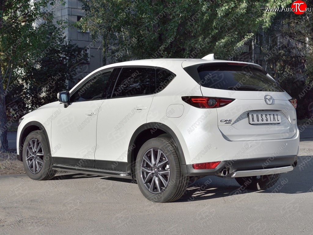 14 999 р. Защита заднего бампера (Ø75x42 мм, нержавейка) Russtal Mazda CX-5 KF (2016-2025)  с доставкой в г. Королёв