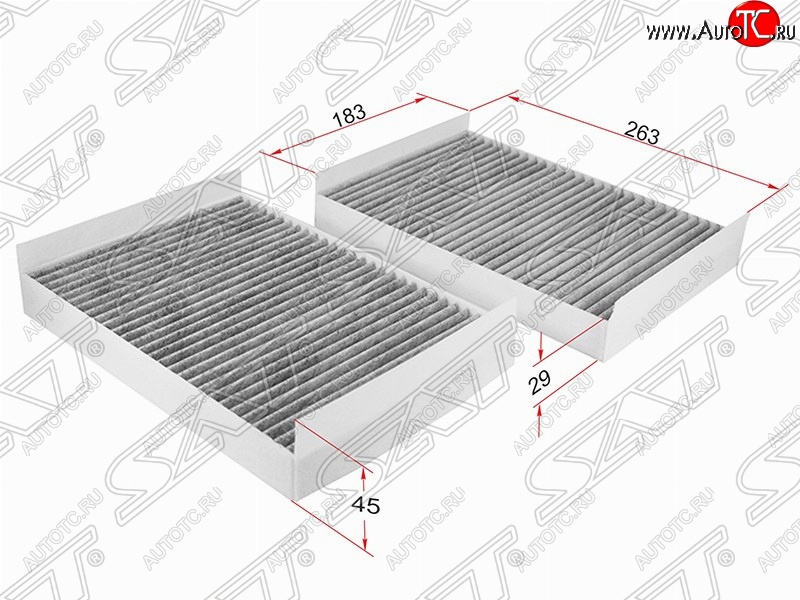 599 р. Фильтр салонный SAT (комплект, угольный, 263х183х45/29 mm)  Mercedes-Benz CL class  C216 - S class  W221  с доставкой в г. Королёв