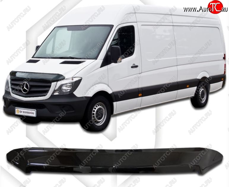 2 059 р. Дефлектор капота CA-Plastiс  Mercedes-Benz Sprinter  W906 (2014-2018) рестайлинг (Classic черный, Без надписи)  с доставкой в г. Королёв