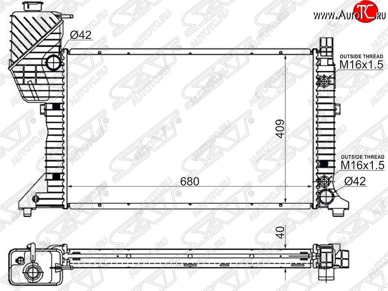 13 999 р. Радиатор двигателя SAT (пластинчатый, АКПП) Mercedes-Benz Sprinter W905 рестайлинг (2000-2006)  с доставкой в г. Королёв