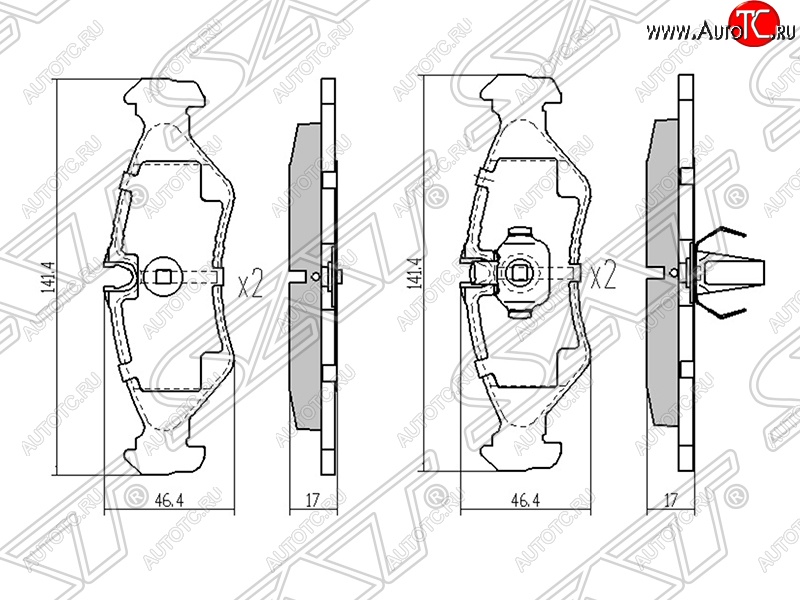 989 р. Колодки тормозные задние SAT Mercedes-Benz Sprinter W901 (1995-2000)  с доставкой в г. Королёв