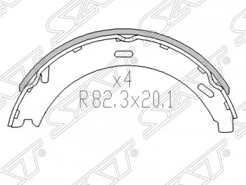 Колодки ручного тормоза SAT Mercedes-Benz B-Class (W245/T245), C-Class (W202,  W203), E-Class (W124,  S124,  W210)