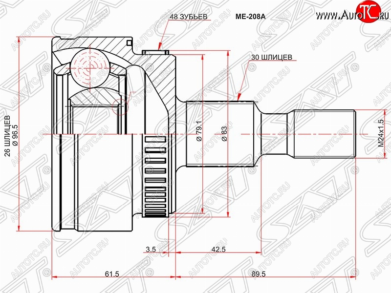 2 699 р. ШРУС SAT (наружный/ABS, 26*30*79 мм)  Mercedes-Benz ML class  W163 (1997-2005) дорестайлинг, рестайлинг  с доставкой в г. Королёв