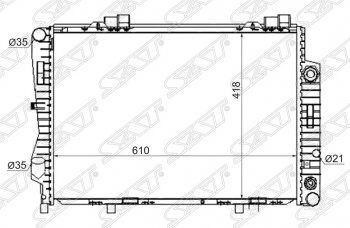 Радиатор двигателя (пластинчатый, 2.8/3.6, АКПП) SAT Mercedes-Benz C-Class W202 дорестайлинг седан (1993-1997)