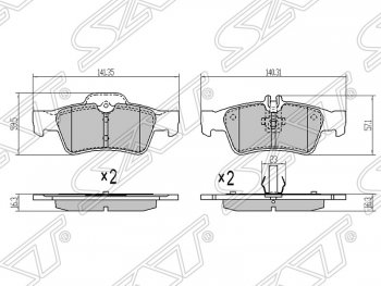 899 р. Колодки тормозные задние SAT Mercedes-Benz E-Class W211 дорестайлинг седан (2002-2006)  с доставкой в г. Королёв. Увеличить фотографию 1