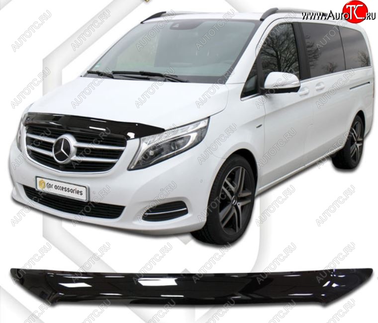 2 099 р. Дефлектор капота CA-Plastiс  Mercedes-Benz Vito  W447 (2015-2025) дорестайлинг, рестайлинг (Classic черный, Без надписи)  с доставкой в г. Королёв