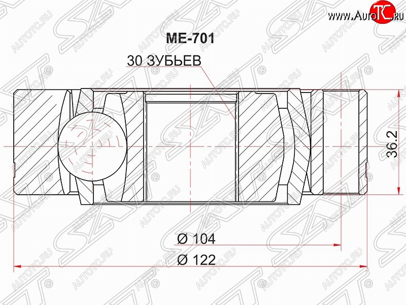 2 859 р. Шрус (внутренний) SAT (30*122 мм)  Mercedes-Benz Vito  W638 (1996-2003)  с доставкой в г. Королёв