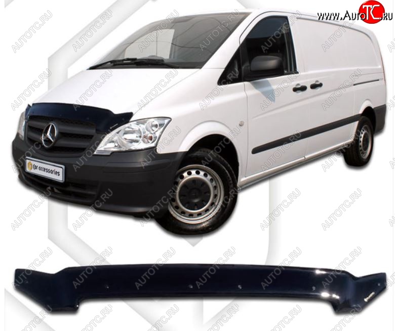 2 099 р. Дефлектор капота CA-Plastiс  Mercedes-Benz Vito  W639 (2010-2014) рестайлинг (Classic черный, Без надписи)  с доставкой в г. Королёв