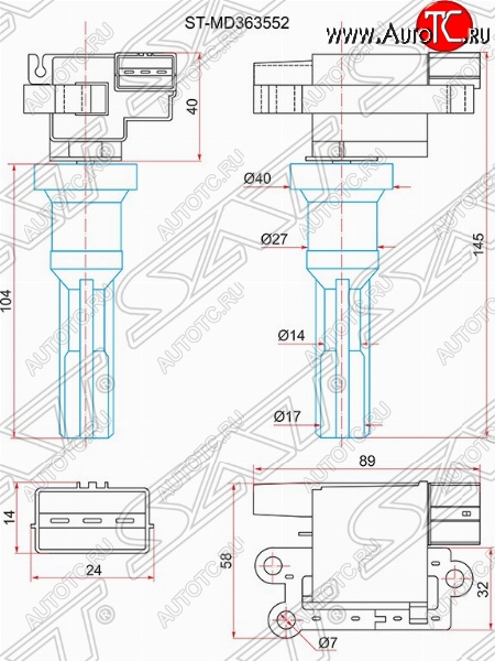 1 559 р. Катушка зажигания SAT  Mitsubishi Airtek - Outlander  CU  с доставкой в г. Королёв