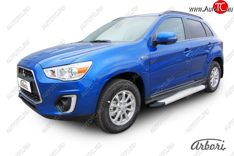 10 979 р. Порожки для ног Arbori Optima Silver Mitsubishi ASX 1-ый рестайлинг (2013-2016)  с доставкой в г. Королёв