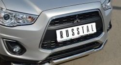 15 549 р. Защита переднего бампера (2 трубыØ63 и 42 мм, нержавейка) SLITKOFF  Mitsubishi ASX (2013-2016) 1-ый рестайлинг  с доставкой в г. Королёв. Увеличить фотографию 2