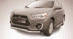 Двойная защита переднего бампера из двух труб диаметром 76 и 57 мм Slitkoff Mitsubishi ASX 1-ый рестайлинг (2013-2016)