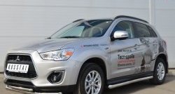 14 849 р. Защита порогов из круглой трубы диаметром 63 мм Russtal Mitsubishi ASX 1-ый рестайлинг (2013-2016) (Защита порогов с со скосами на торцах (вариант 1))  с доставкой в г. Королёв. Увеличить фотографию 4