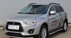 14 849 р. Защита порогов из круглой трубы диаметром 63 мм Russtal Mitsubishi ASX 1-ый рестайлинг (2013-2016) (Защита порогов с со скосами на торцах (вариант 1))  с доставкой в г. Королёв. Увеличить фотографию 11