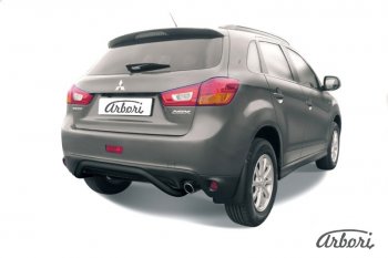 Защита заднего бампера Arbori (скоба, черная, 1 труба d57 mm). Mitsubishi ASX 1-ый рестайлинг (2013-2016)