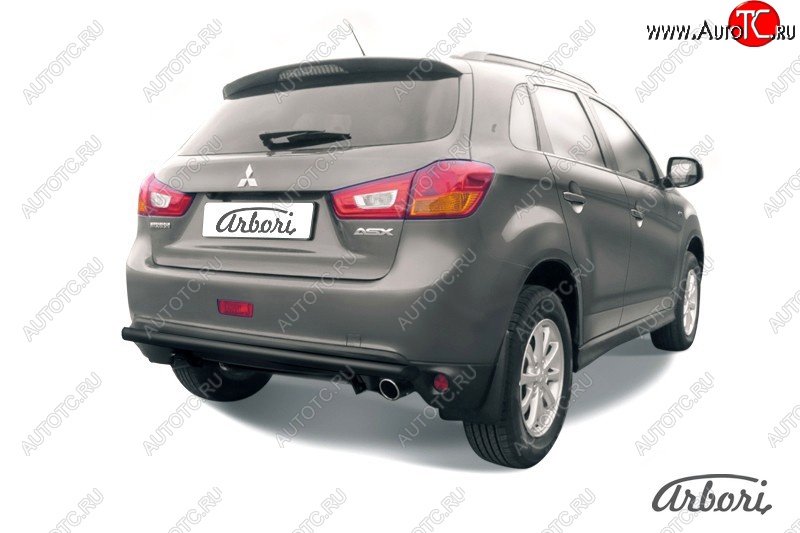 6 029 р. Защита заднего бампера Arbori (черная, 1 труба d57 mm). Mitsubishi ASX 1-ый рестайлинг (2013-2016)  с доставкой в г. Королёв