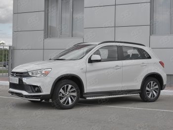 16 649 р. Защита переднего бампера (Ø42 мм, нержавейка) SLITKOFF  Mitsubishi ASX (2017-2020) 2-ой рестайлинг  с доставкой в г. Королёв. Увеличить фотографию 2