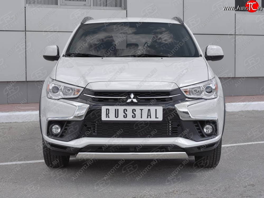 10 349 р. Защита переднего бампера (Ø75x42 мм, нержавейка) Russtal  Mitsubishi ASX (2017-2020) 2-ой рестайлинг  с доставкой в г. Королёв