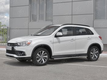 10 349 р. Защита переднего бампера (Ø75x42 мм, нержавейка) Russtal  Mitsubishi ASX (2017-2020) 2-ой рестайлинг  с доставкой в г. Королёв. Увеличить фотографию 2