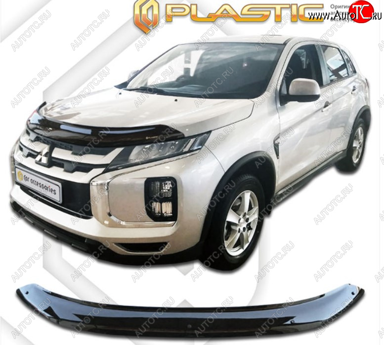 2 099 р. Дефлектор капота на CA-Plastic  Mitsubishi ASX (2019-2025) 3-ий рестайлинг (Classic черный, Без надписи)  с доставкой в г. Королёв