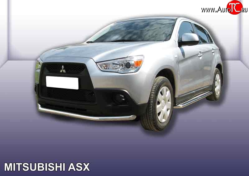 13 499 р. Одинарная защита переднего бампера из трубы диаметром 57 мм Slitkoff  Mitsubishi ASX (2010-2012) дорестайлинг (Нержавейка, Полированная)  с доставкой в г. Королёв