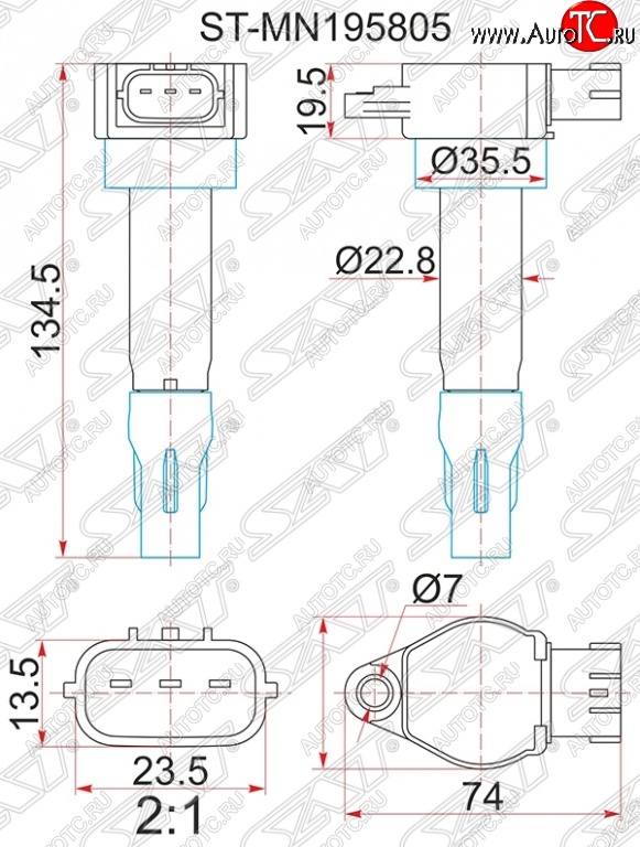 1 649 р. Катушка зажигания SAT Mitsubishi ASX дорестайлинг (2010-2012)  с доставкой в г. Королёв