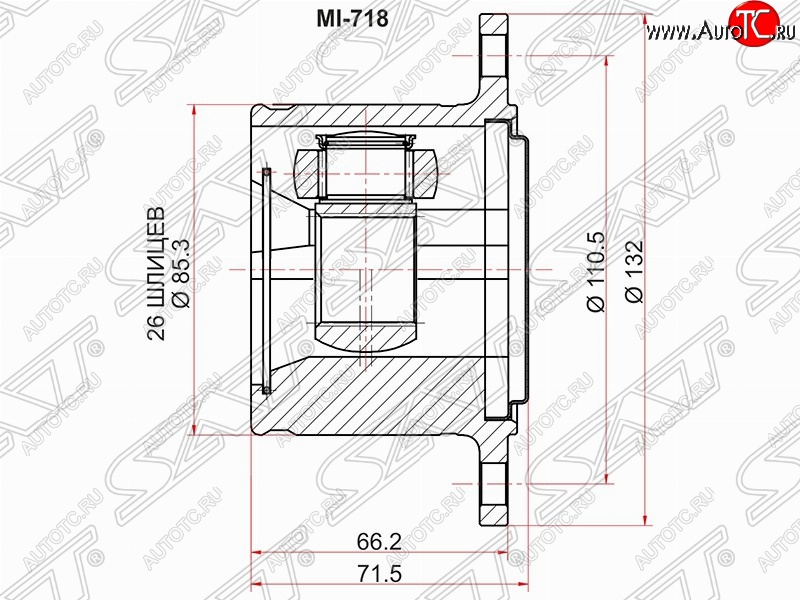 3 499 р. Шрус (внутренний/правый) SAT (26*110.5 мм)  Mitsubishi Challenger  K9-W - Pajero Sport  PA  с доставкой в г. Королёв