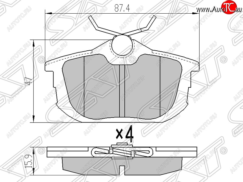 939 р. Колодки тормозные SAT (задние) Mitsubishi Lancer 9 2-ой рестайлинг универсал (2005-2009)  с доставкой в г. Королёв