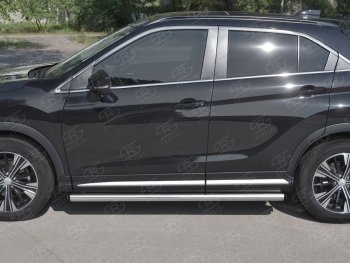 14 849 р. Пороги труба d63 Russtal Mitsubishi Eclipse Cross GK дорестайлинг (2017-2021) (Скошенные края)  с доставкой в г. Королёв. Увеличить фотографию 2