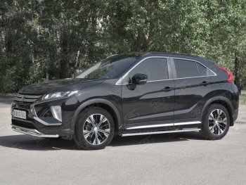 14 999 р. Защита переднего бампера (Ø42 мм, нержавейка) SLITKOFF  Mitsubishi Eclipse Cross  GK (2017-2021) дорестайлинг  с доставкой в г. Королёв. Увеличить фотографию 2