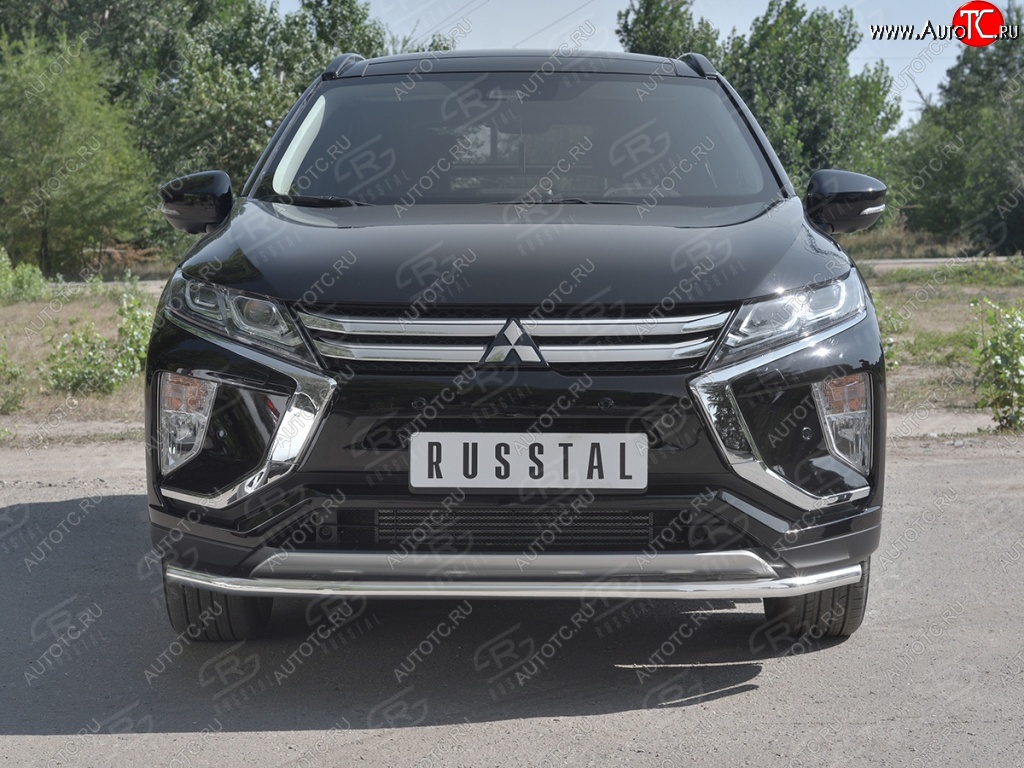 14 999 р. Защита переднего бампера (Ø42 мм, нержавейка) SLITKOFF  Mitsubishi Eclipse Cross  GK (2017-2021) дорестайлинг  с доставкой в г. Королёв