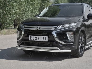 16 999 р. Защита переднего бампера (Ø63 мм, нержавейка) SLITKOFF  Mitsubishi Eclipse Cross  GK (2017-2021) дорестайлинг  с доставкой в г. Королёв. Увеличить фотографию 4