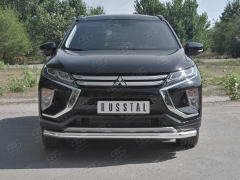 Защита переднего бампера (Ø63 мм, нержавейка) SLITKOFF Mitsubishi (Митсубиси) Eclipse Cross (эклипс)  GK (2017-2021) GK дорестайлинг